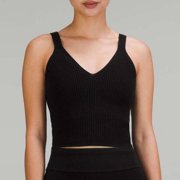 Lululemon Ribbed Knit Cropped Tank Top Black - Picture 8 of 9